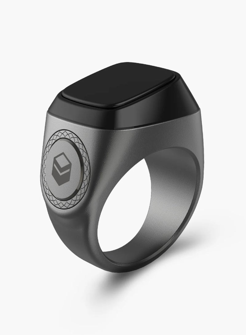 iQIBLA Smart Tasbih Zikr Ring 0.42" OLED Display Powerful Battery Backup 15 Days Backup M02 Pro Metal Smart Ring App Operated Tasbih Counter iQibla Smart Zikr Ring 5 Prayer Time Reminders 20MM Graphite - Image 1
