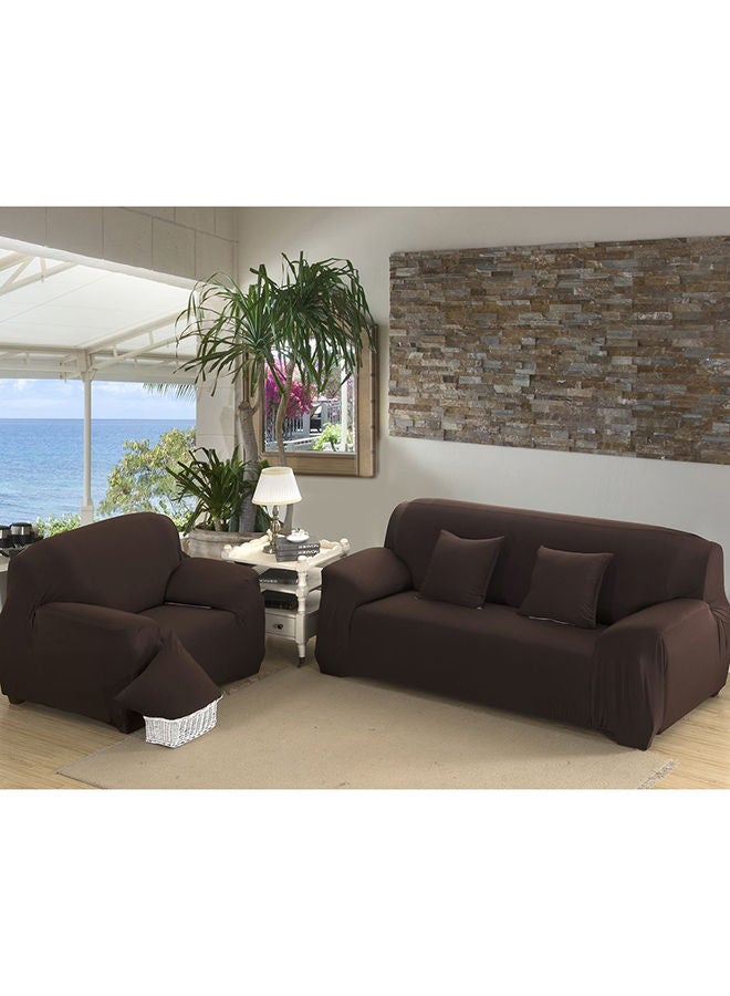 Y&D Elastic Polyester Sofa Cover Pure Color Stretch Slipcover Flexible Couch Brown - Image 2