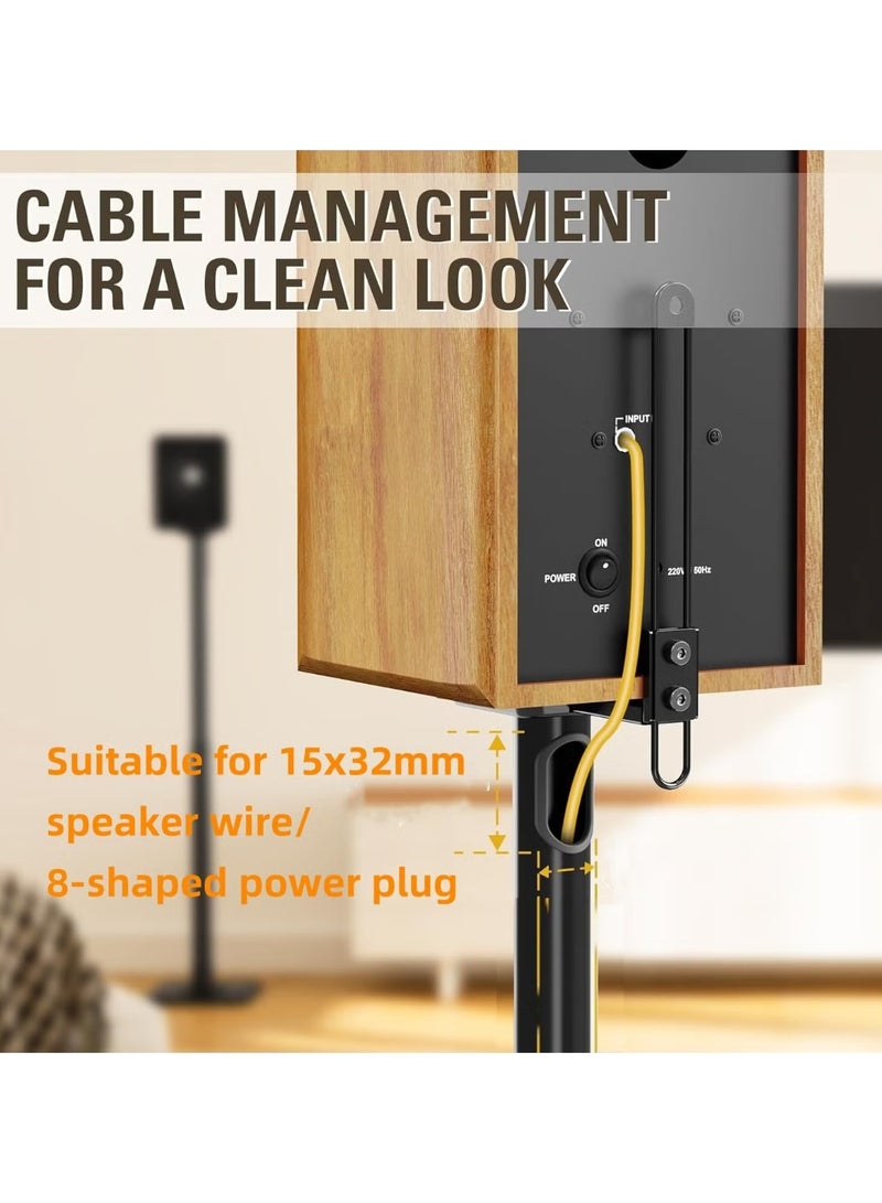 فلاشهوك حامل مكبر صوت - ارتفاع قابل للتعديل لمكبرات الصوت العالمية الساتلية، مجموعة من قطعتين لسماعات Bose وPolk وYamaha وSamsung وJBL وSony A9RS5 (أسود/قاعدة مثلثة) - Image 4