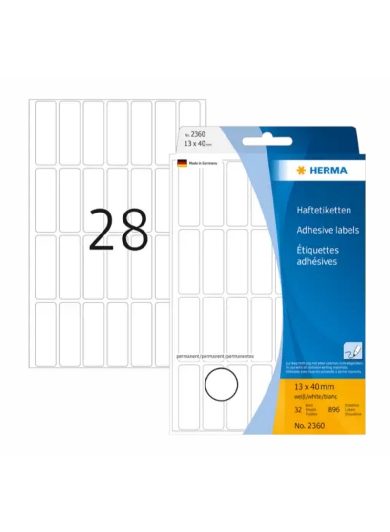 هيرما ملصقات متعددة الأغراض، 13 × 40 مم، بيضاء، التصاق دائم، للكتابة اليدوية - Image 1