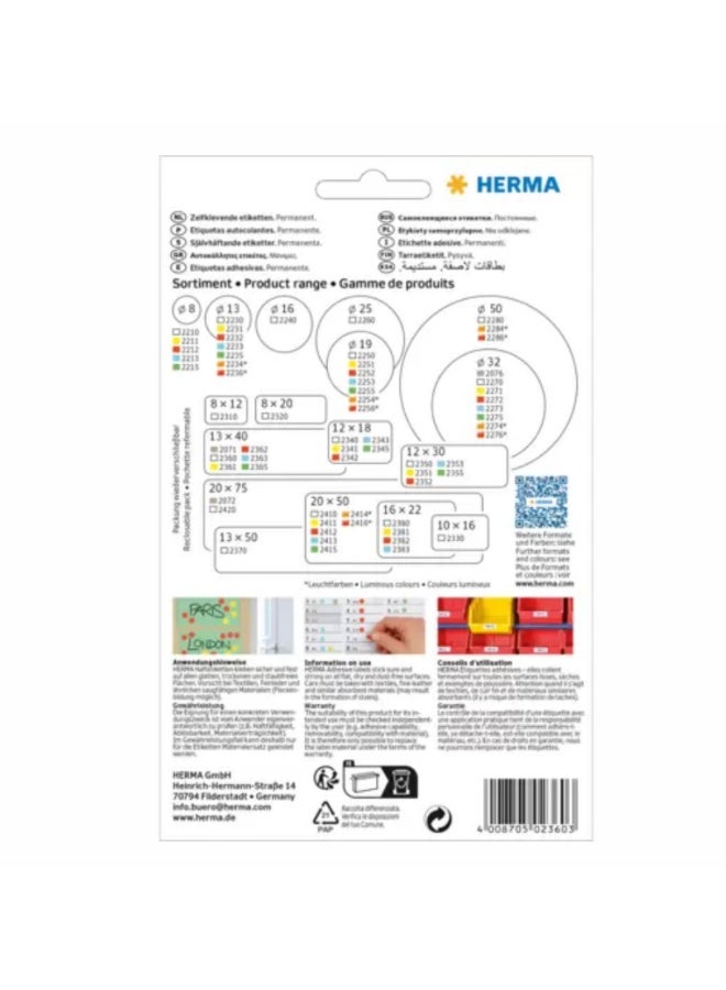 هيرما ملصقات متعددة الأغراض، 13 × 40 مم، بيضاء، التصاق دائم، للكتابة اليدوية - Image 2