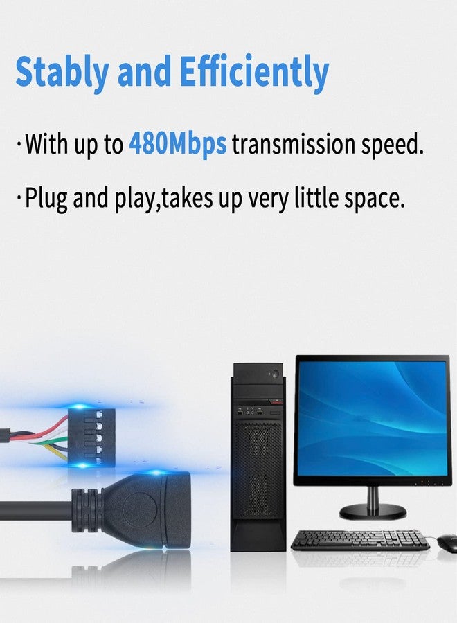 Duttek كابل دوتيك USB من رأس USB إلى كابل، محول USB 2.0 للوحة الأم، كابل USB 2.0 نوع A أنثوي إلى رأس أنثوي 9 دبابيس دوبونت للوحة الأم (عبوة 2 - 0.1 م) - Image 5