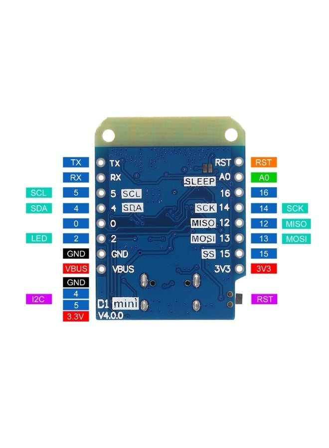 لوحة تطوير واي فاي D1 ميني، وحدة ESP8266 ESP-12F NodeMcu Mini D1، لوحة تطوير إنترنت واي فاي WLAN من WeMos Lua Bytes مع دبوس، لأردوينو، منفذ USB من النوع C (قطعة واحدة)