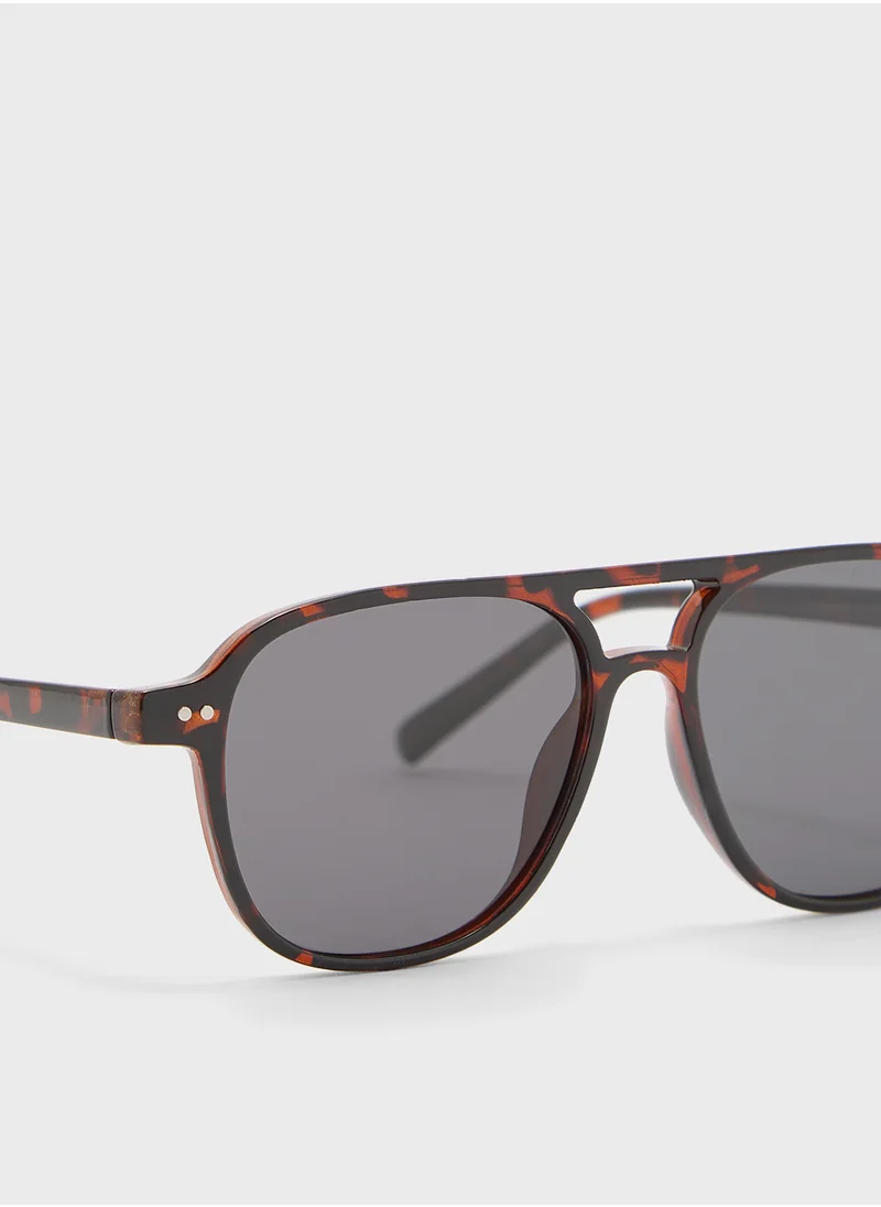 روبرت وود Polarized Lens Square Aviator Sunglasses