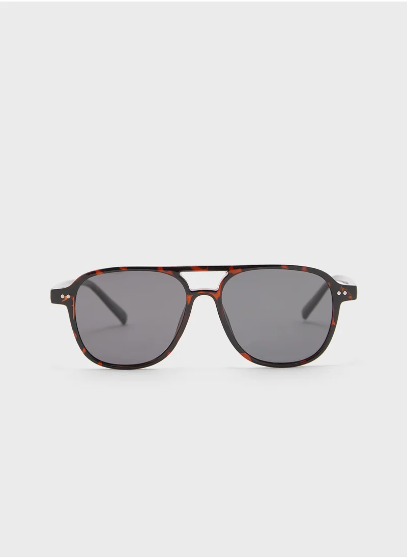 روبرت وود Polarized Lens Square Aviator Sunglasses