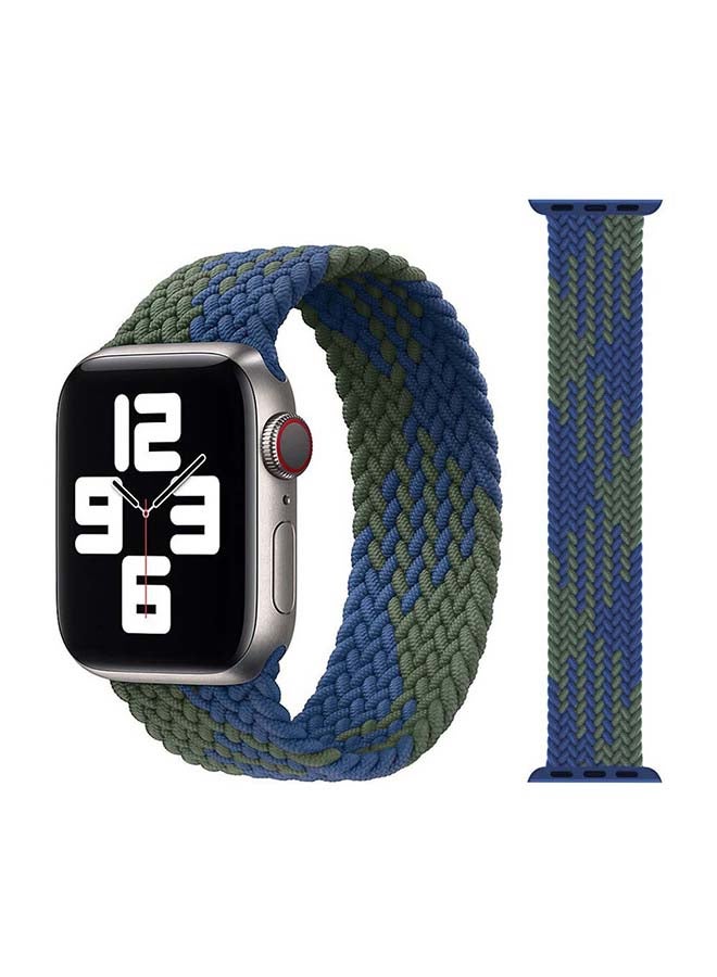 Perfii Braided Solo Band for Apple Watch Series 1/2/3/4/5/6/SE 44/42mm Blue/Green - Image 1