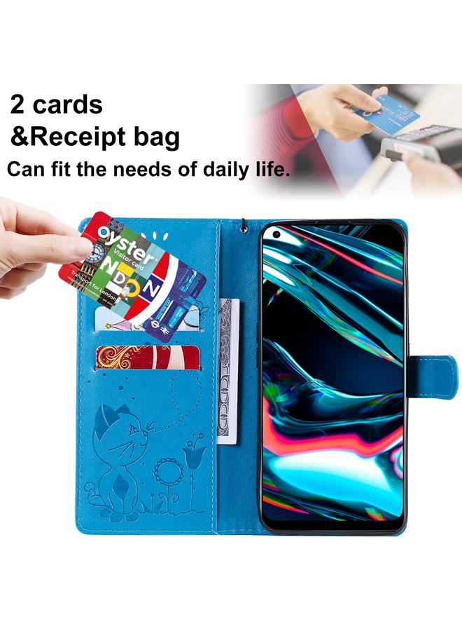 S-TOP Case For OPPO Realme 7 Pro Cat Bee Embossing Pattern Shockproof Horizontal Flip Leather Case with Holder & Card Slots & Wallet - Image 5