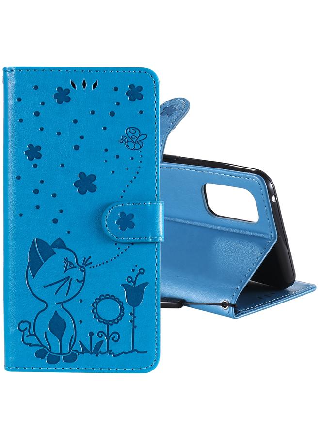 S-TOP Case For OPPO Realme 7 Pro Cat Bee Embossing Pattern Shockproof Horizontal Flip Leather Case with Holder & Card Slots & Wallet - Image 1