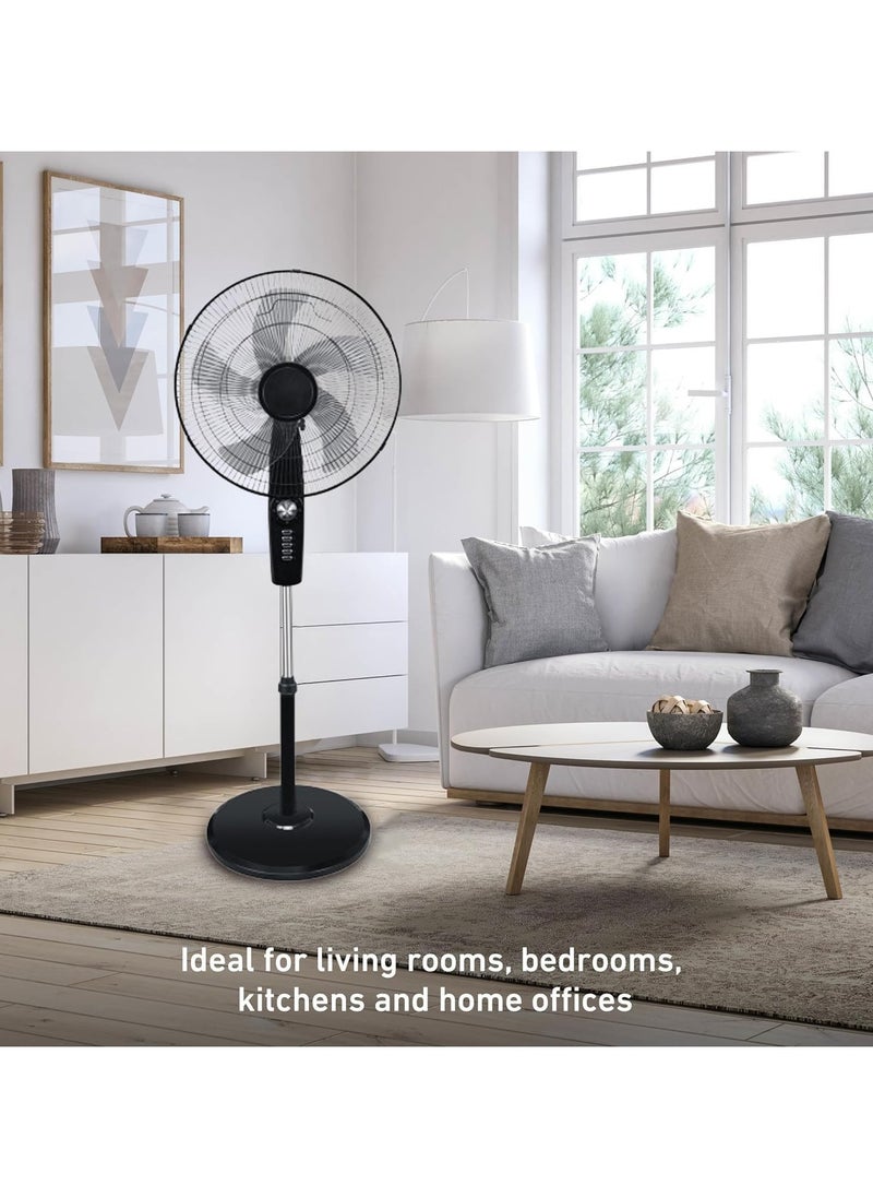 VUCATIN 18 inch Oscillating Pedestal Fan  Standing Floor Fan with Pedestal Base Adjustable Height  Timer 4 Speeds 90-Degree Oscillating Standing Fan for Bedroom Living Room Office & Dorm (A-Black)  - Image 3