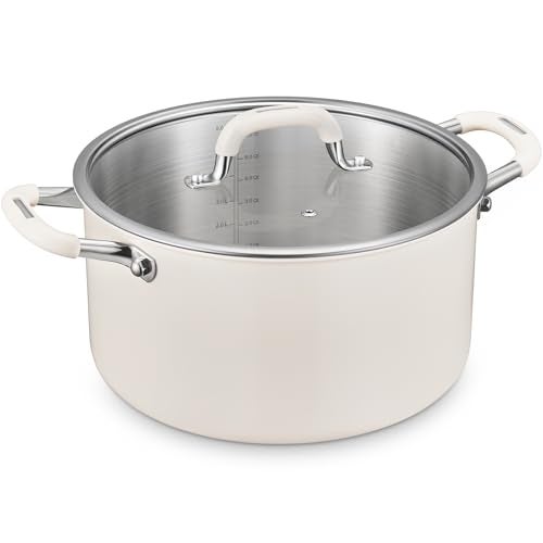 BEZIA 6 Quart Nonstick Stock Pot with Lid, BEZIA Fully-Clad 3-Ply Stainless Steel Pots, Induction Soup Pot with Lid, Kitchen Cooking Pots with Silicone Handle, for All Cooktops, Free of PTFE/PFOA/PFOS - Image 1
