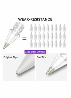 Excefore Replacement Tips for Apple Pencil, 2 Pack Compatible with Apple Pencil 2nd Gen and 1st Gen, No Wear Out Fine Point Precise Control Pen Like Nibs for Apple Pencil (Clear 1.8mm)  - Image 4