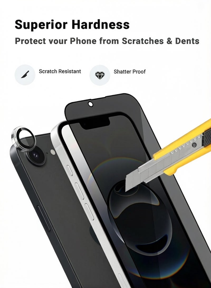 مستقبل نوفا مجموعة حماية 2 في 1 لهواتف آيفون 17e/16e من آبل - واقي شاشة زجاجي مضاد للتجسس وحماية عدسة الكاميرا، تغطية كاملة ممتازة، شفافية عالية، مقاوم للانفجار، سهل التركيب - Image 3