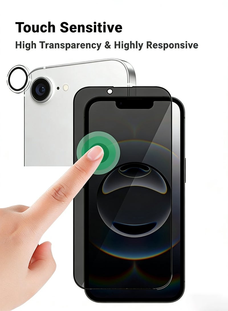 مستقبل نوفا مجموعة حماية 2 في 1 لهواتف آيفون 17e/16e من آبل - واقي شاشة زجاجي مضاد للتجسس وحماية عدسة الكاميرا، تغطية كاملة ممتازة، شفافية عالية، مقاوم للانفجار، سهل التركيب - Image 4