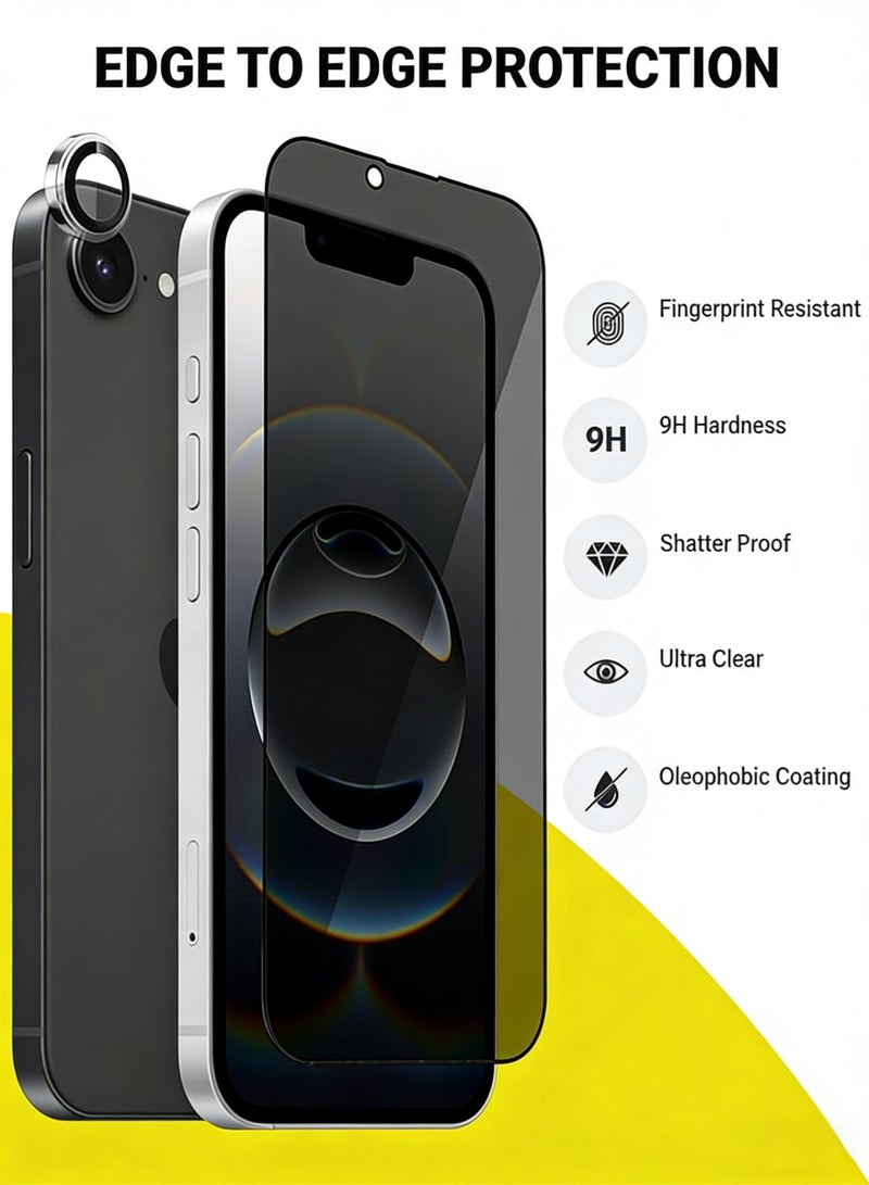 مستقبل نوفا مجموعة حماية 2 في 1 لهواتف آيفون 17e/16e من آبل - واقي شاشة زجاجي مضاد للتجسس وحماية عدسة الكاميرا، تغطية كاملة ممتازة، شفافية عالية، مقاوم للانفجار، سهل التركيب - Image 2
