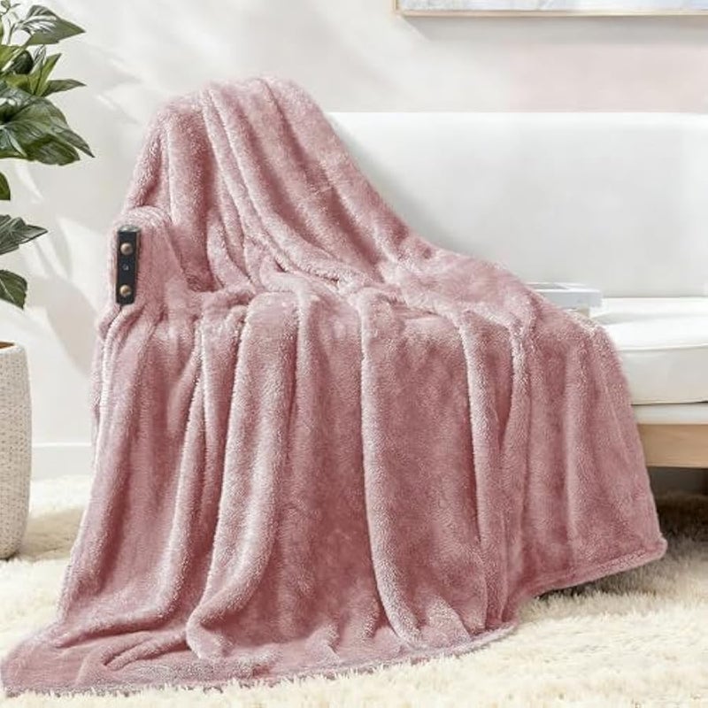 Loquat Plush Fuzzy Fleece Throw Blanket Extra Large, Super Soft, Fluffy and Warm Blankets for Couch, Bed, Suitable for All Seasons (50x70 Inches, Dusty Pink) - Image 1