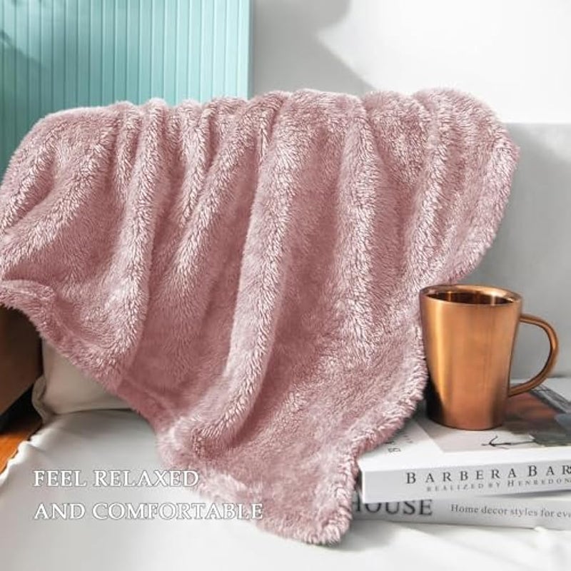 Loquat Plush Fuzzy Fleece Throw Blanket Extra Large, Super Soft, Fluffy and Warm Blankets for Couch, Bed, Suitable for All Seasons (50x70 Inches, Dusty Pink) - Image 4