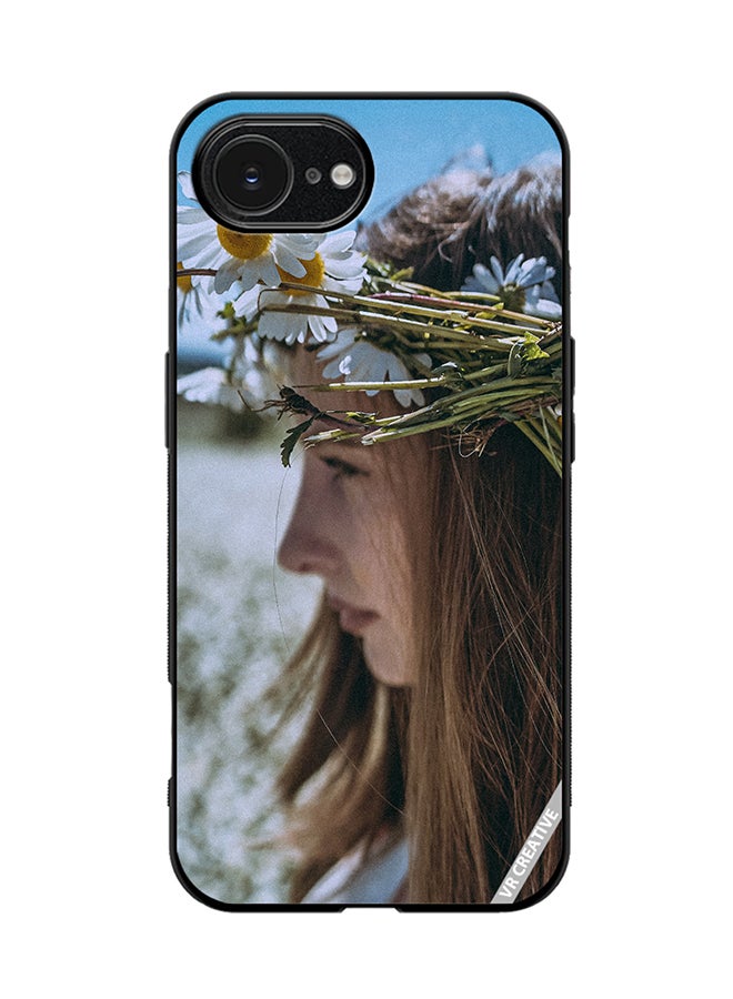 Protective Case Cover For Apple iPhone 16e Girl With Flower Crown Design Multicolour