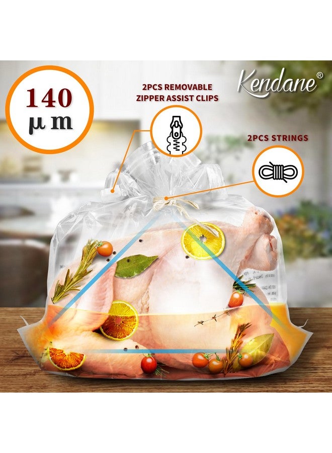 Kendane Turkey Brining Bags Set of 2-26"×22" Extra Large Brine Bag Holds up to 35lb- Double Zippers Seal Brine Bags with 2 cotton Strings for Turkey, Chicken, Beef, Pork by Kendane - Image 2