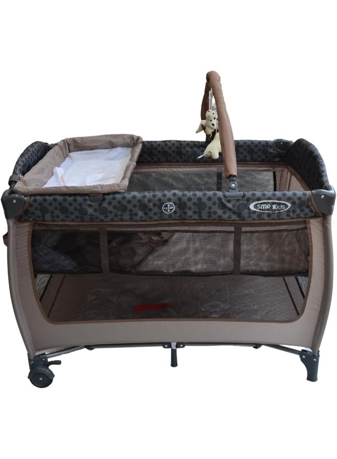 SMR Kids SMR Kids 105cm by 70cm Bunk Crib - Changing Table - Storage Drawer (Brown Dot) - Image 2