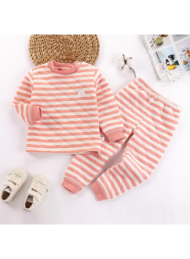 Children's Thermal Underwear Set Cotton New -6 Years Old Baby Three-layer Warm Padded Cotton Winter Children's Clothing