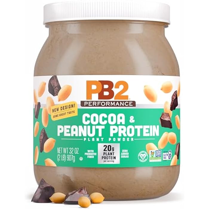 PB2 Performance Peanut Plant Based Vegan Protein Powder | 20g Complete Protein, No Added Sugar, Prebiotic Fiber | Dairy Free, Certified Vegan, Non-GMO, and Gluten Free [Peanut with Dutch Cocoa, 2lb] - Image 1
