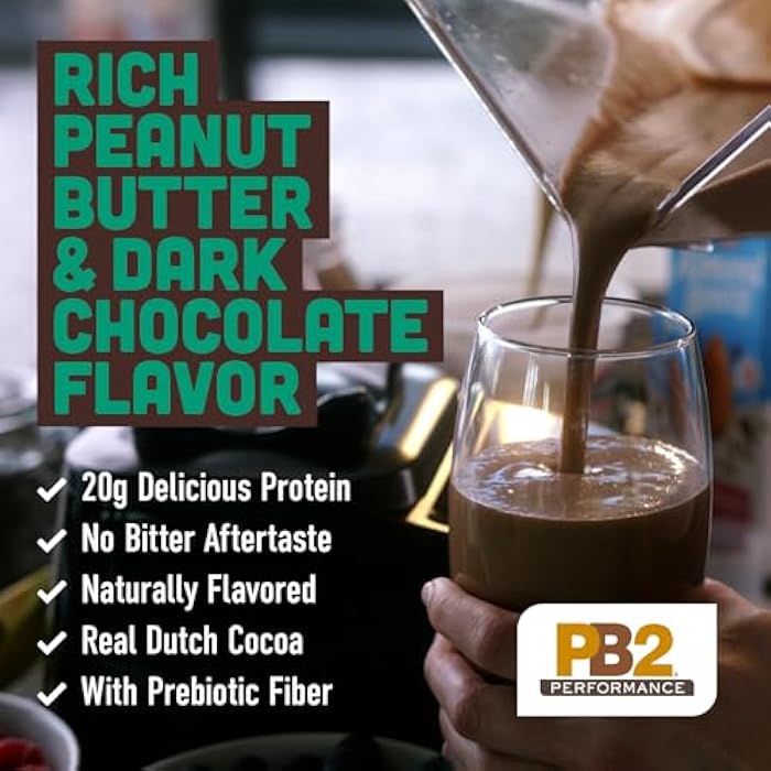 PB2 Performance Peanut Plant Based Vegan Protein Powder | 20g Complete Protein, No Added Sugar, Prebiotic Fiber | Dairy Free, Certified Vegan, Non-GMO, and Gluten Free [Peanut with Dutch Cocoa, 2lb] - Image 4
