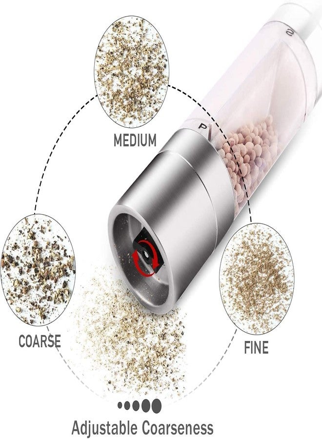 Honexa Salt and Pepper Grinder - 2 in 1 Manual Stainless Steel Salt Pepper Mill Herb Spice Grinder Shakers Refillable with Adjustable Coarseness Ceramic Rotor and Dual Clear Acrylic Chamber - Image 3