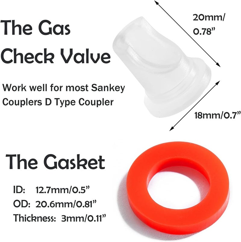 LitKiwi 5PCS Beer Keg Coupler Check Valve & 5PCS Beer Washer Gaskets,Gas Check Valves Beer Keg Coupler Accessories Kit for Sankey Couplers D Type Coupler Replacement - Image 3