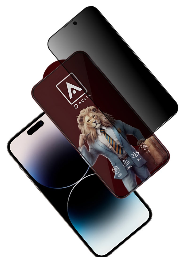 ACLIX Antistatic ESD Dustproof Premium Quality High Definition Anti-Spy Privacy Tempered Glass Screen Protector Designed For  iPhone 14 Pro Max - Image 1