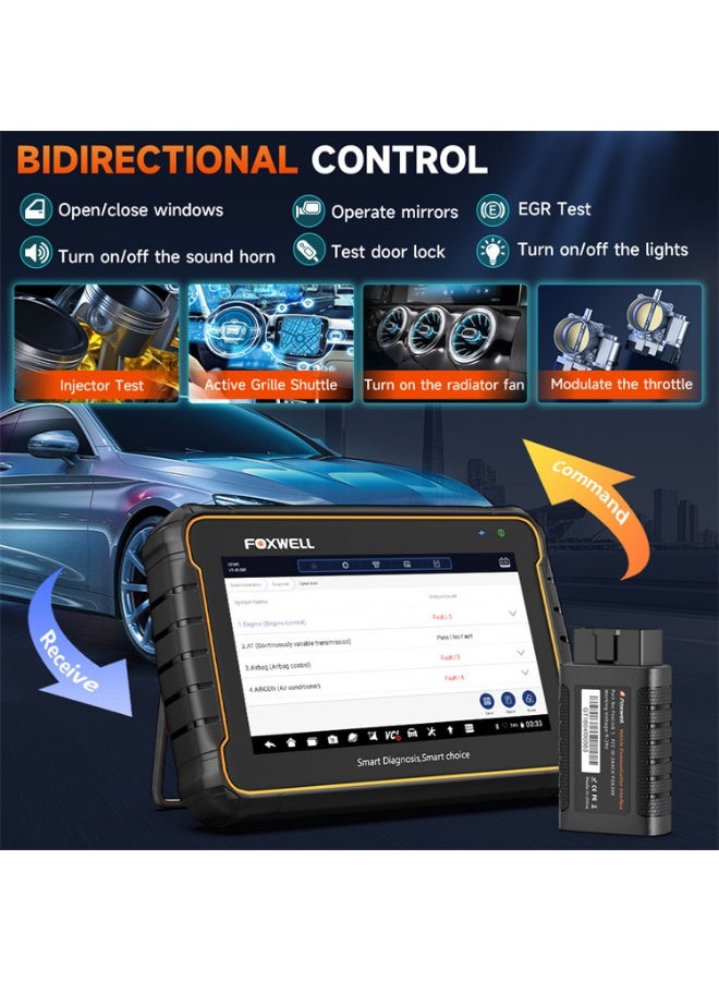 FOXWELL GT60 Auto Scanner Full System Diagnostic Tool, Automotive Diagnostic Scanner with 24+ Maintenance Functions, Bi-Directional Control, Active Test, OBDII, ECU Data, 7" Android 9.0 Tablet - Image 3