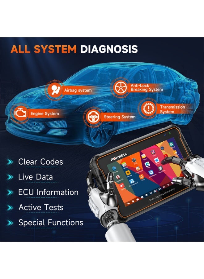 FOXWELL GT60 Auto Scanner Full System Diagnostic Tool, Automotive Diagnostic Scanner with 24+ Maintenance Functions, Bi-Directional Control, Active Test, OBDII, ECU Data, 7" Android 9.0 Tablet - Image 4