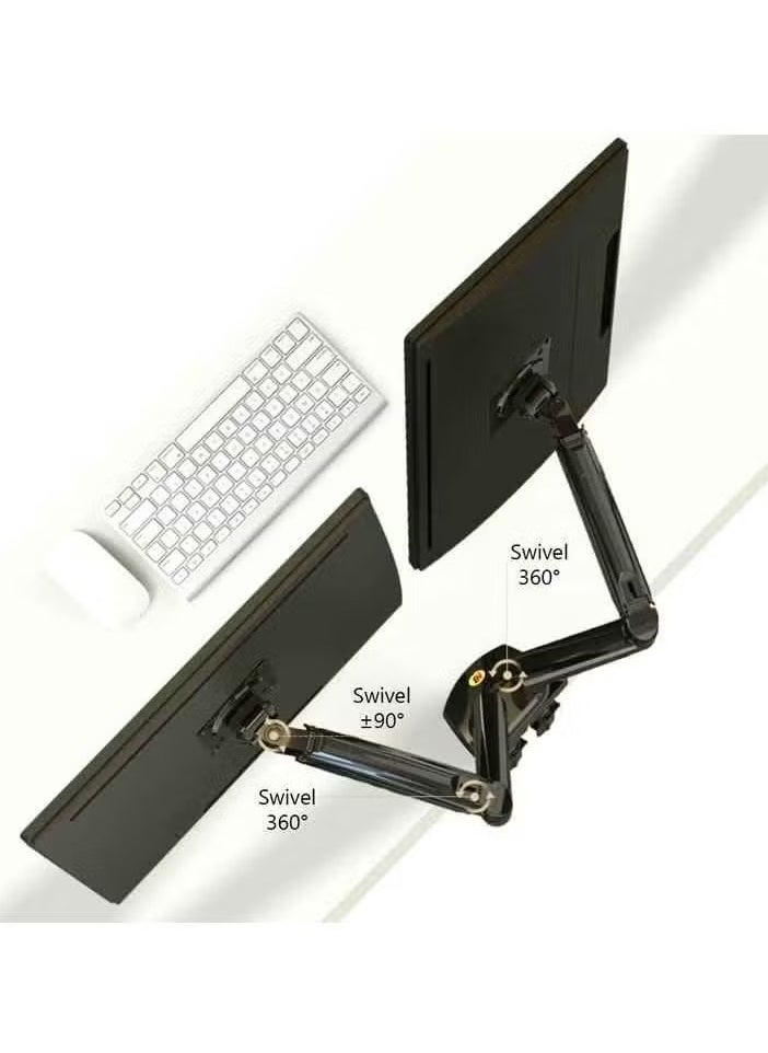 NB F160-FP Gas Spring Dual Arm Monitor Stand - Adjustable Holder for 17"-27" Monitors + 10"-17" Laptop Support, Air Press Mount, Full Motion Tilt, Swivel, Rotation  - Image 4