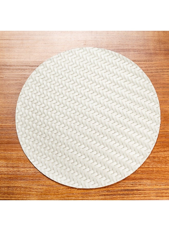 Restaurantware 15 Inch Woven Placemats, Set Of 6 Round Table Placemats - Durable, Easy To Clean, Pearl Plastic Placemats For Dining Table, For Homes or Restaurants,  - Image 4