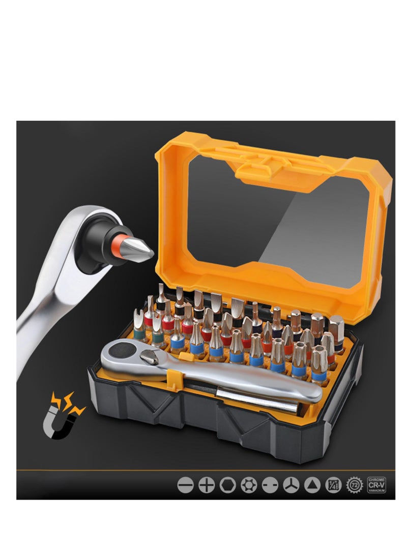 Precision Ratchet Screwdriver Set, 32-piece Ratchet Screwdriver Kit, Precision Screwdriver With Bits, Compact Ratchet Screwdriver Set, Screwdriver Tools Repair Tool Kits for Small Spaces