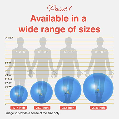 PRIMASOLE Exercise Ball for Balance Stability Fitness Workout Yoga Pilates at Home Office & Gym 65cm Blue - Image 2