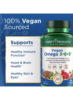 Purity Products Omega 3-6-9 Vegan And Vegetarian Omega Formula - “5 In 1” Essential Fatty Acid Complex - Scientifically Formulated Plant-Based Omega 3 6 9 Essential Fatty Acids (Efa) - From (60)  - Image 3