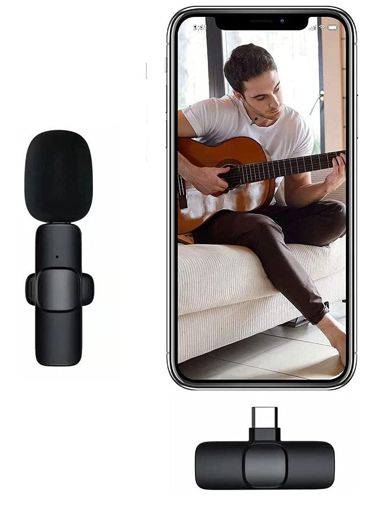 Wireless Lavalier Microphone for Type-C, Plug & Play Lapel Clip-on Mini Mic for gaming Video Recording - Noise Reduction Bluetooth - Image 1