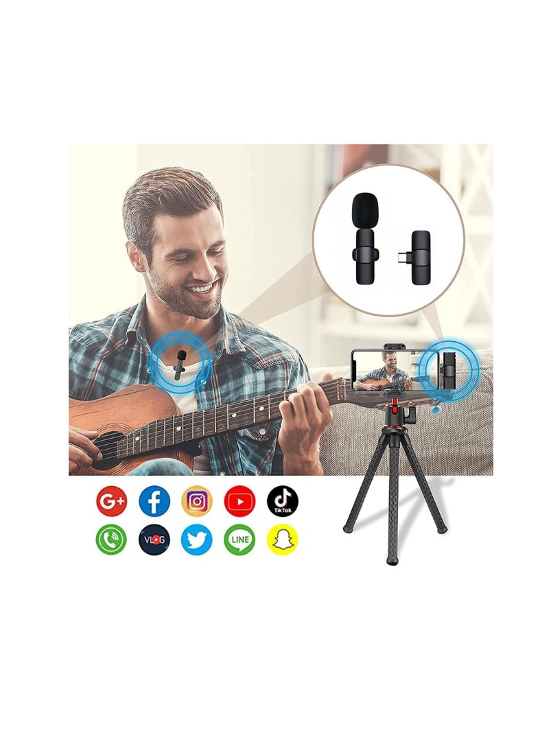 Wireless Lavalier Microphone for Type-C, Plug & Play Lapel Clip-on Mini Mic for gaming Video Recording - Noise Reduction Bluetooth - Image 2