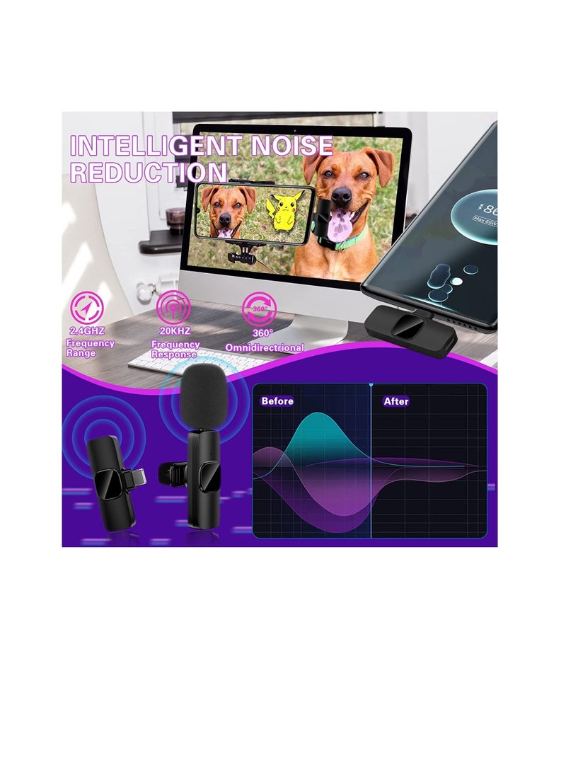 Wireless Lavalier Microphone for Type-C, Plug & Play Lapel Clip-on Mini Mic for gaming Video Recording - Noise Reduction Bluetooth - Image 3