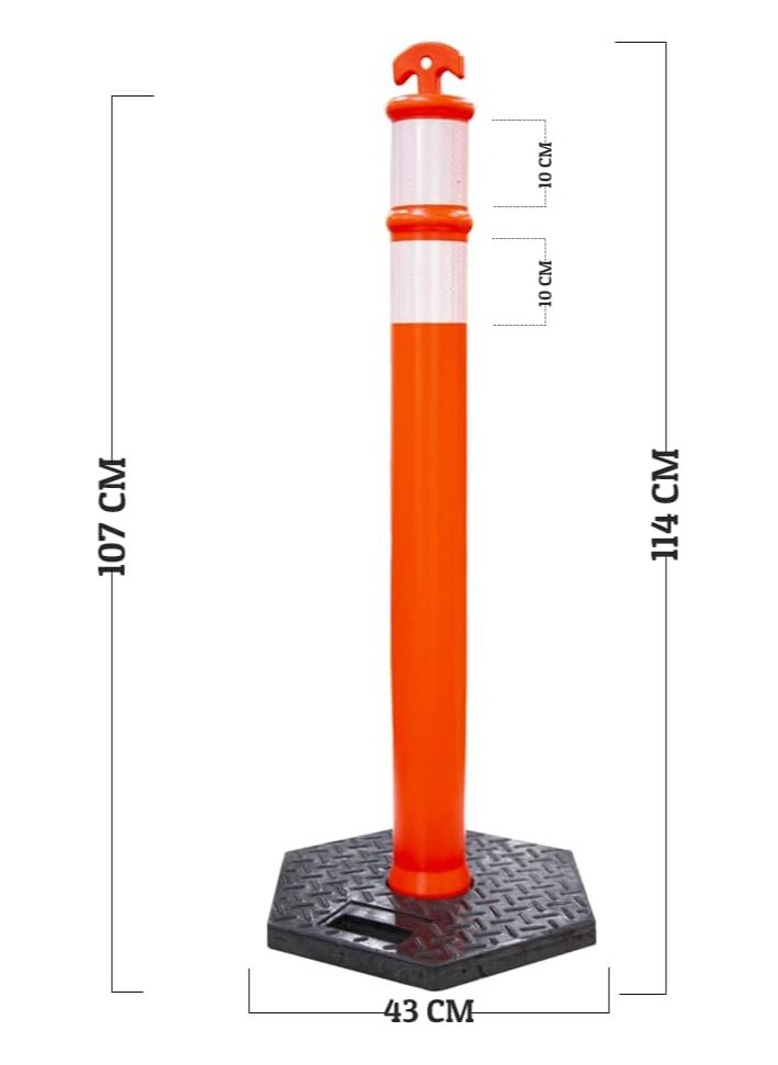 BERRY Berry 115CM Orange Traffic Safety Delineator Post | Road Safety Bollard with Demountable Base  - Image 2