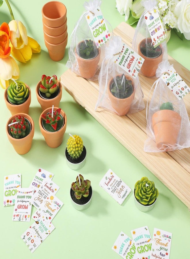 CraftyDream 24 Sets Thank You for Helping Me Grow Teacher Gift Candles Succulent Tealight Candles Cactus Tealight Candle for Back to School Birthday from Students - Image 2