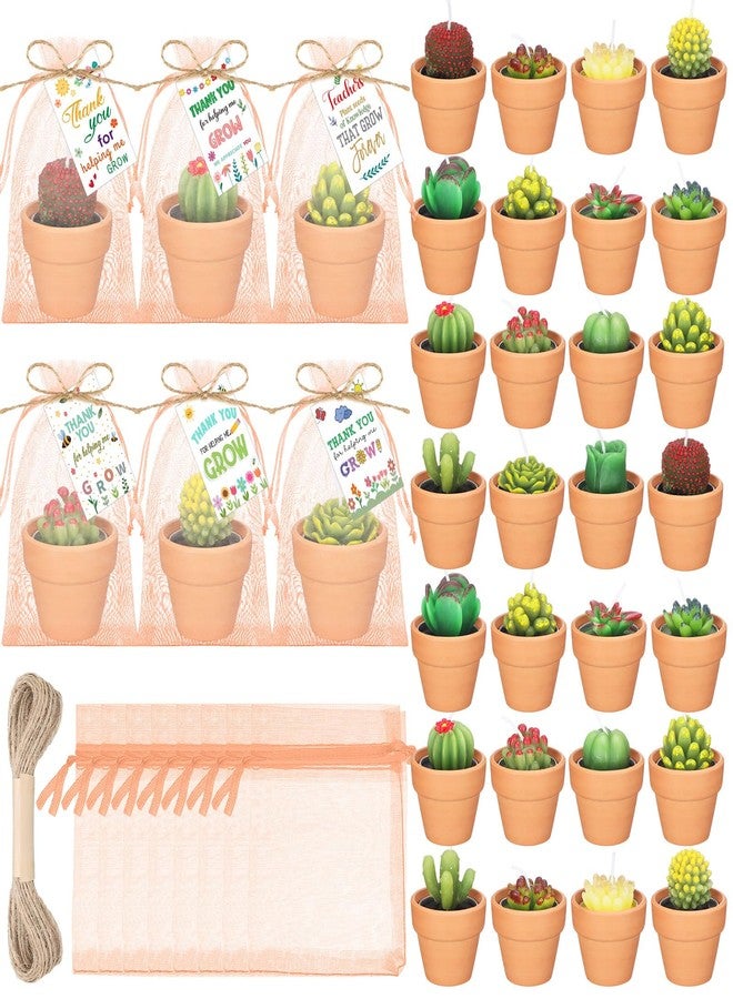 CraftyDream 24 Sets Thank You for Helping Me Grow Teacher Gift Candles Succulent Tealight Candles Cactus Tealight Candle for Back to School Birthday from Students - Image 1
