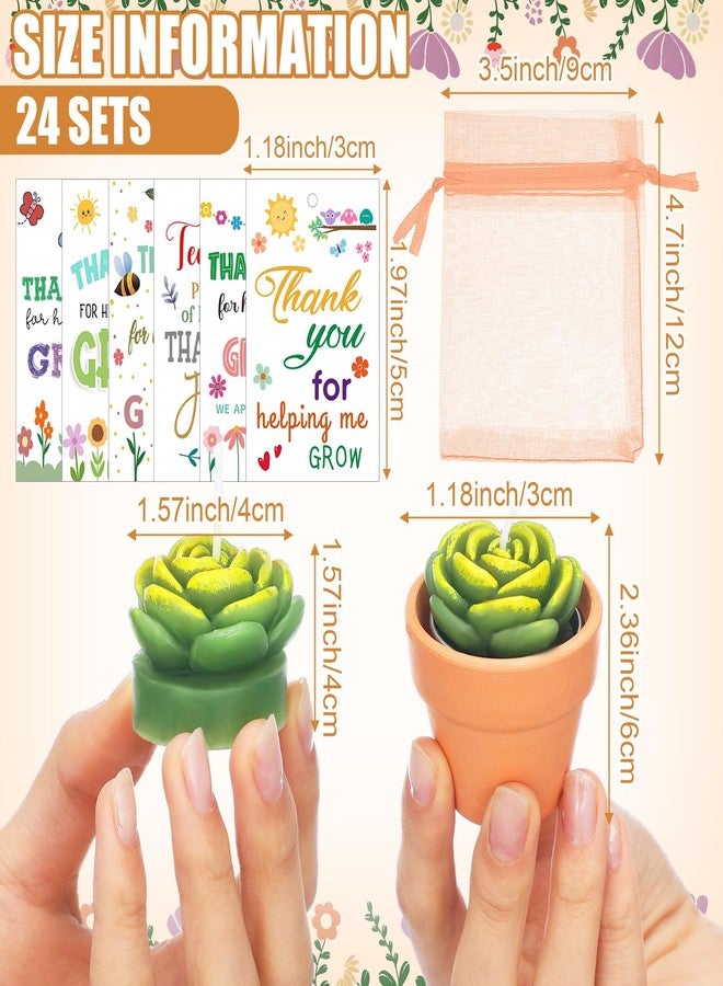 CraftyDream 24 Sets Thank You for Helping Me Grow Teacher Gift Candles Succulent Tealight Candles Cactus Tealight Candle for Back to School Birthday from Students - Image 3