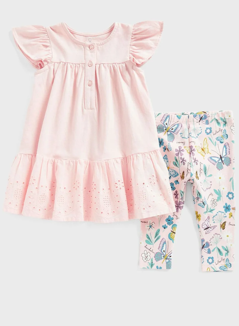 mothercare Infant Butterfly Print Midi Dress & Leggings Set
