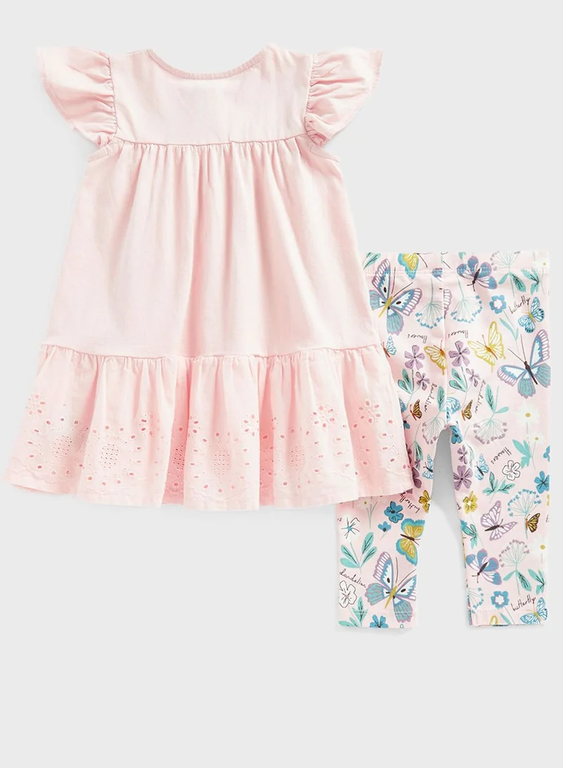 mothercare Infant Butterfly Print Midi Dress & Leggings Set