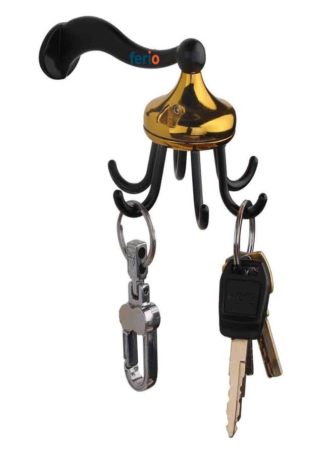 FERIO Zinc Rotating Hook 360 Rotating Hook 6 Kitchen Hooks | Multipurpose Holder Wall Mount Hooks | Key Hanger | Hooks For Bathroom, Home Gold Finish For Home Décor (Pack Of 1) - Image 3