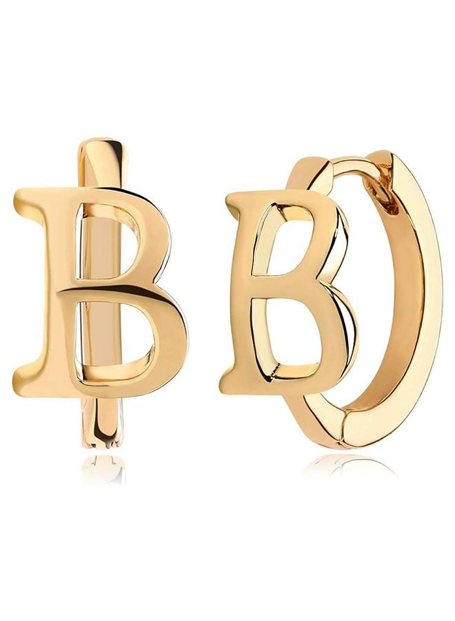 Mevecco Women Huggie Hoop Earrings Gold Initial Sleeper 14K Gold Filled Small Simple Delicate Handmade Hypoallergenic Personalized Jewelry Gift - 26 Letters - Image 1
