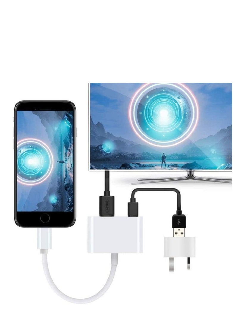 MIGOFAST - Lightning to HDMI Digital AV Adapter,1080P Video & Audio Sync Screen Converter AV Adapter with Charging Port for iPhone HDMI Converter to HD TV/Projector/Monitor Support All iOS - Image 1