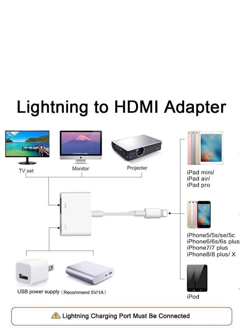 MIGOFAST - Lightning to HDMI Digital AV Adapter,1080P Video & Audio Sync Screen Converter AV Adapter with Charging Port for iPhone HDMI Converter to HD TV/Projector/Monitor Support All iOS - Image 1