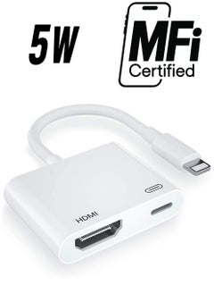 Lightning to HDMI Digital AV Adapter,1080P Video & Audio Sync Screen Converter AV Adapter with Charging Port for iPhone HDMI Converter to HD TV/Projector/Monitor Support All iOS